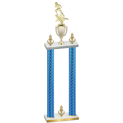 Double Blue Carbon Fiber Victory Football Trophy