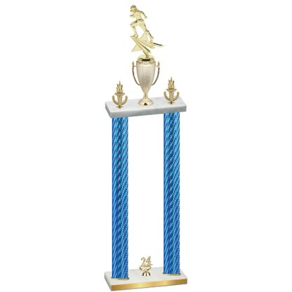 Double Blue Carbon Fiber Year Football Trophy