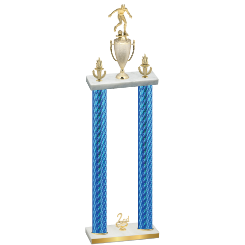 Double Blue Carbon Fiber Second Place Soccer Trophy