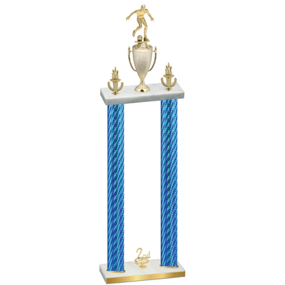 Double Blue Carbon Fiber Second Place Soccer Trophy