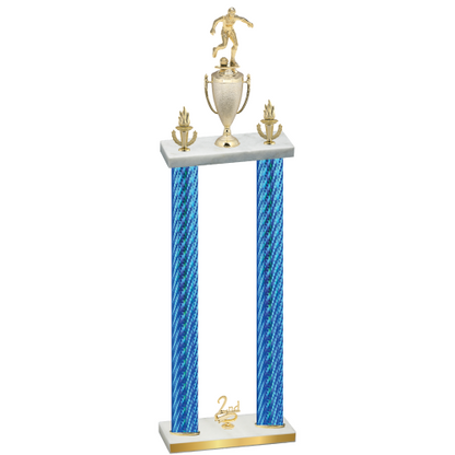 Double Blue Carbon Fiber Second Place Soccer Trophy