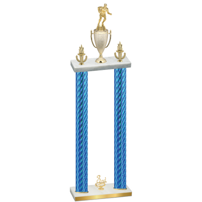 Double Blue Carbon Fiber Third Place Rugby Trophy
