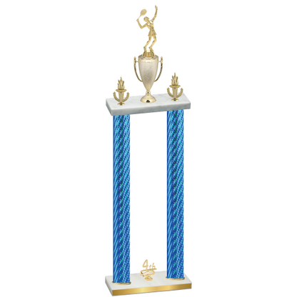 Double Blue Carbon Fiber Fourth Place Tennis Trophy