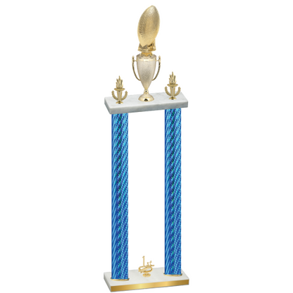 Double Blue Carbon Fiber First Place Football Trophy