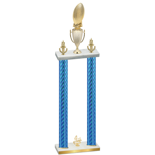 Double Blue Carbon Fiber Fourth Place Football Trophy