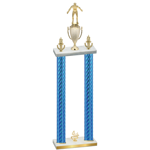 Double Blue Carbon Fiber Fourth Place Wrestling Trophy