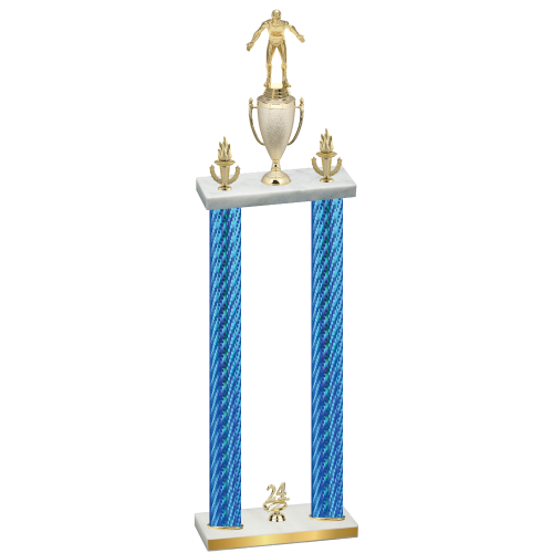 Double Blue Carbon Fiber Year Wrestling Trophy