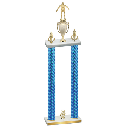 Double Blue Carbon Fiber Year Wrestling Trophy