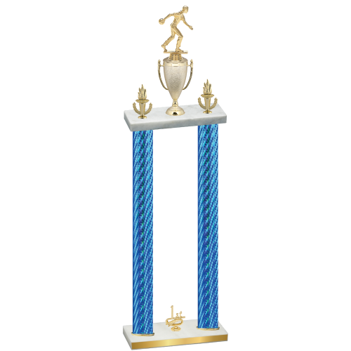 Double Blue Carbon Fiber First Place Bowling Trophy