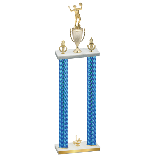 Double Blue Carbon Fiber First Place Volleyball Trophy
