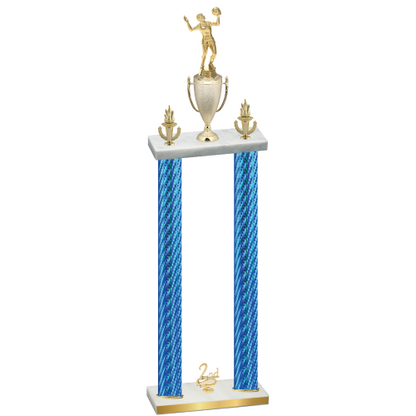 Double Blue Carbon Fiber Second Place Volleyball Trophy