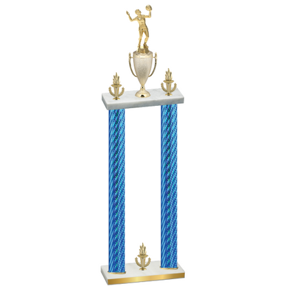 Double Blue Carbon Fiber Victory Volleyball Trophy