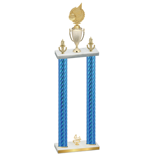 Double Blue Carbon Fiber Fourth Place Volleyball Trophy