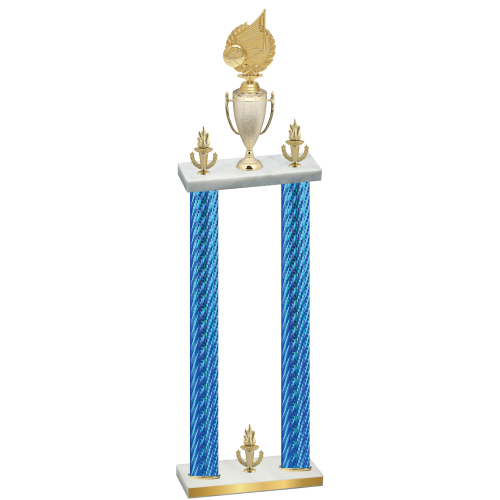 Double Blue Carbon Fiber Victory Volleyball Trophy