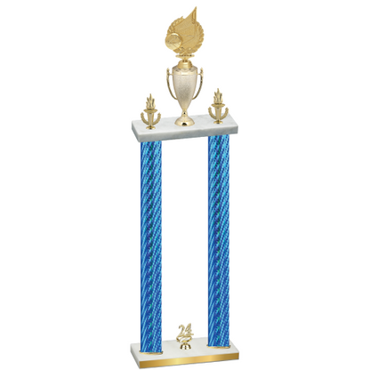 Double Blue Carbon Fiber Year Volleyball Trophy