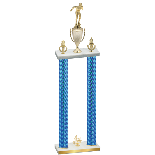 Double Blue Carbon Fiber Fourth Place Swimming Trophy