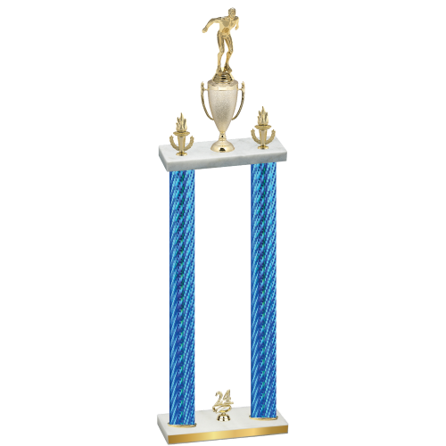 Double Blue Carbon Fiber Year Swimming Trophy