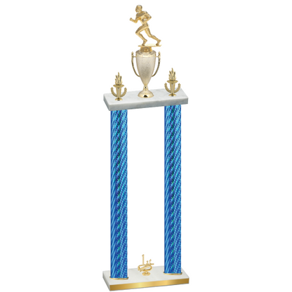 Double Blue Carbon Fiber First Place Football Trophy
