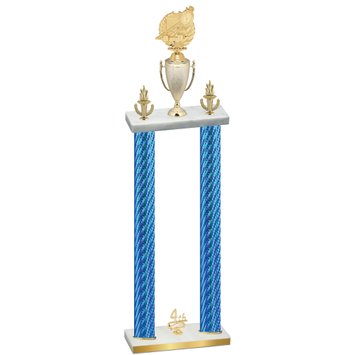 Double Blue Carbon Fiber Fourth Place Swimming Trophy