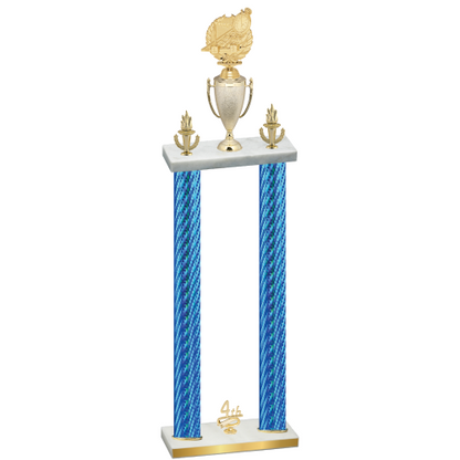 Double Blue Carbon Fiber Fourth Place Swimming Trophy