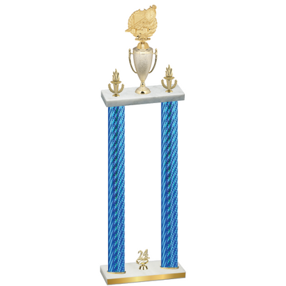 Double Blue Carbon Fiber Year Swimming Trophy