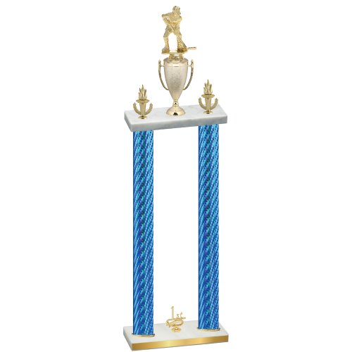 Double Blue Carbon Fiber First Place Hockey Trophy