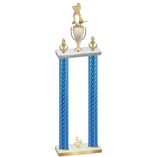 Double Blue Carbon Fiber Fourth Place Hockey Trophy