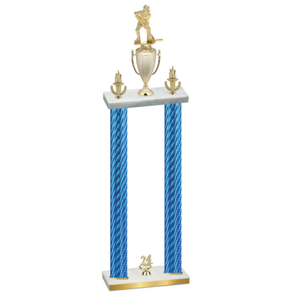 Double Blue Carbon Fiber Year Hockey Trophy