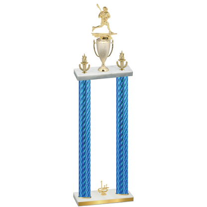 Double Blue Carbon Fiber First Place Lacrosse Trophy