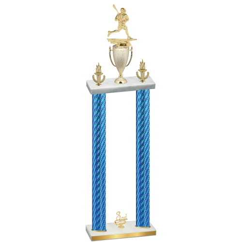 Double Blue Carbon Fiber Third Place Lacrosse Trophy