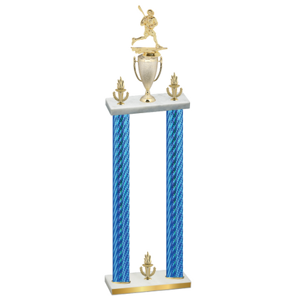 Double Blue Carbon Fiber Victory Lacrosse Trophy