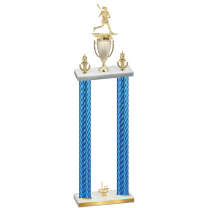 Double Blue Carbon Fiber First Place Lacrosse Trophy