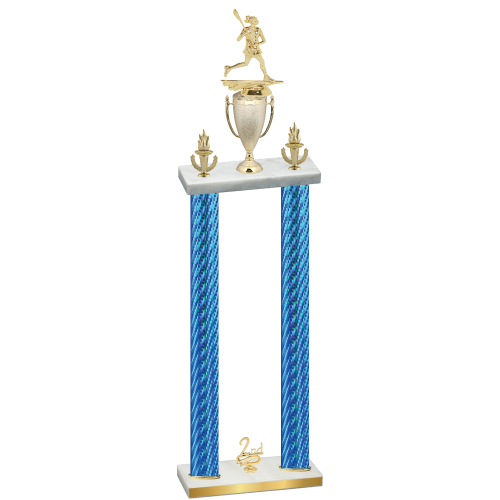 Double Blue Carbon Fiber Second Place Lacrosse Trophy
