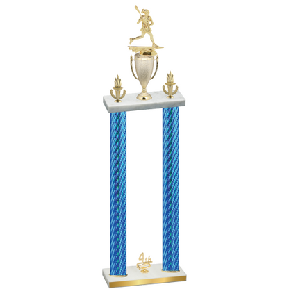 Double Blue Carbon Fiber Fourth Place Lacrosse Trophy