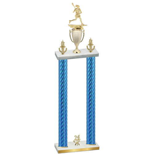 Double Blue Carbon Fiber Year Lacrosse Trophy