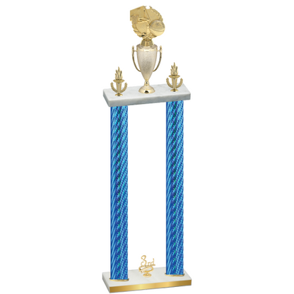 Double Blue Carbon Fiber Third Place Basketball Trophy