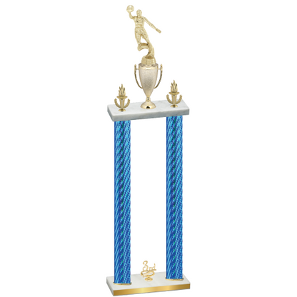 Double Blue Carbon Fiber Third Place Basketball Trophy