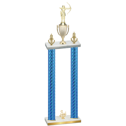 Double Blue Carbon Fiber Third Place Archery Trophy