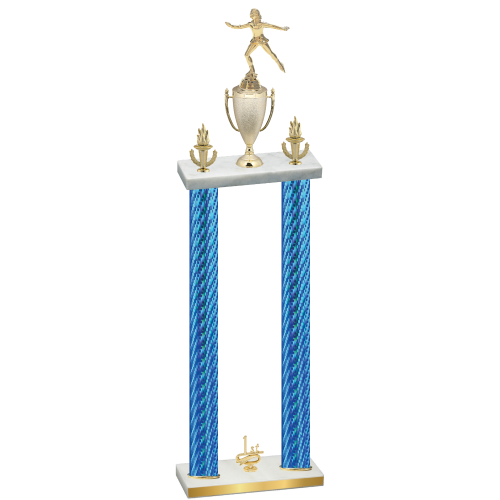 Double Blue Carbon Fiber First Place Skater Trophy