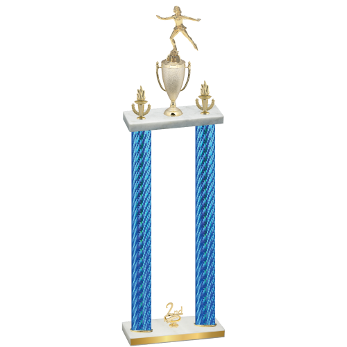 Double Blue Carbon Fiber Second Place Skater Trophy