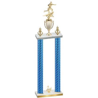 Double Blue Carbon Fiber Second Place Flag Football Trophy