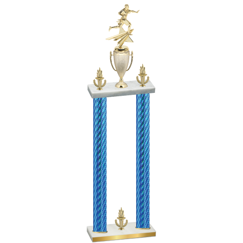 Double Blue Carbon Fiber Victory Flag Football Trophy