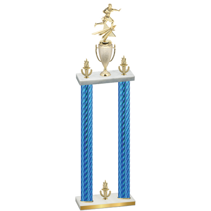 Double Blue Carbon Fiber Victory Flag Football Trophy