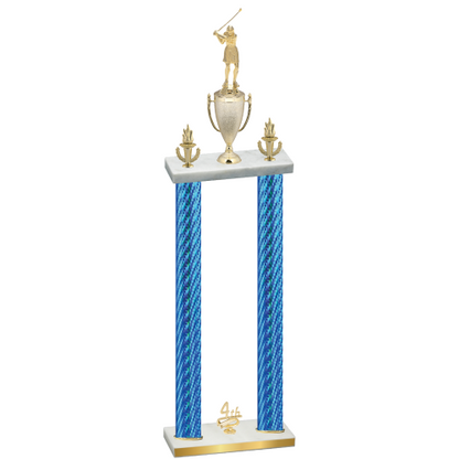 Double Blue Carbon Fiber Fourth Place Golf Trophy