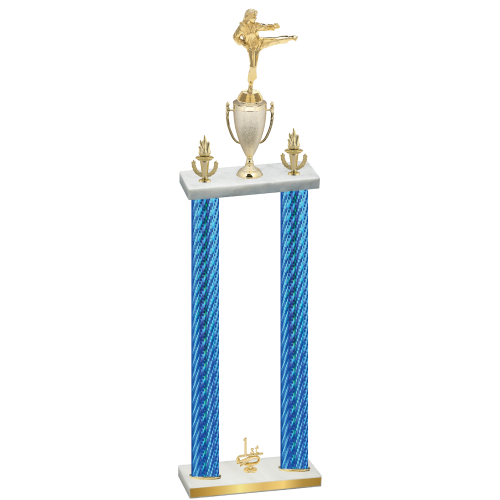 Double Blue Carbon Fiber First Place Karate Trophy