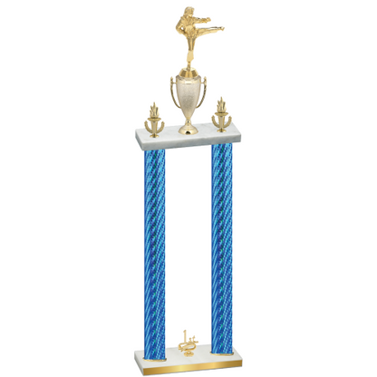 Double Blue Carbon Fiber First Place Karate Trophy