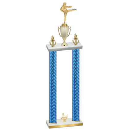 Double Blue Carbon Fiber Third Place Karate Trophy
