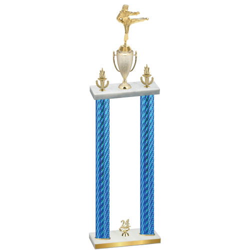 Double Blue Carbon Fiber Year Karate Trophy