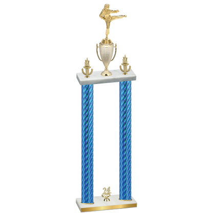 Double Blue Carbon Fiber Year Karate Trophy