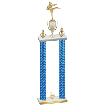 Double Blue Carbon Fiber Second Place Karate Trophy